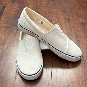 TOMS White Canvas Slip-Ons